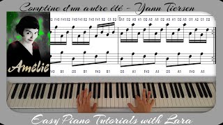 Comptine dun autre été Amelie  Yann Tiersen  Easy Piano Tutorial [upl. by Alakim247]