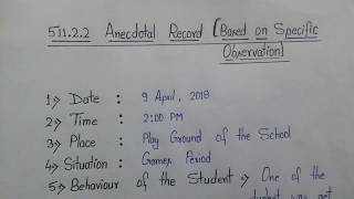 Anecdotal Record Based on Specific Observation [upl. by Zobias]