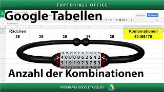 Kombinationen berechnen Fahrradschloss  Zahlenschloss Google Tabellen Spreadsheets [upl. by Nere]