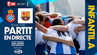 🔴 LIVE  ⚽️ RCD Espanyol Infantil A 🆚 FC Barcelona  J18  Div Honor Cat  EspanyolMEDIA [upl. by Orlene]