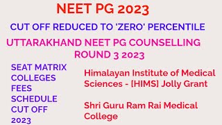 Ultimate Guide Uttarakhand NEET PG 2023 Counselling Cut Off  FEES  Round 3 [upl. by Goody]