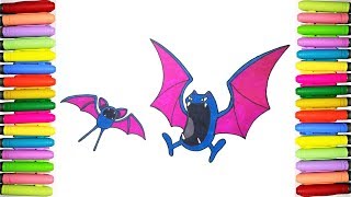 Pokemon Coloring Pages  Zubat and Golbat [upl. by Eelta]