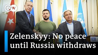 UN chief Guterres and Turkish President Erdogan meet Ukrainian President Zelenskyy in Lviv  DW News [upl. by Nonregla233]