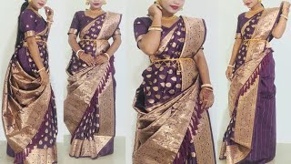 Best Banarasi Saree Draping Atpoure Style  Reception Look [upl. by Libby27]