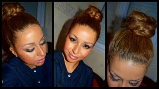 Chignon plaqué et torsadé facile rapide et classe  Coiffure idéal sur cheveux longs et bouclés [upl. by Nabal]