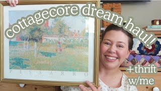 huge cottagecore thrift haul  I take you thrifting with me [upl. by Acimot]