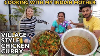 Cooking with my Indian Mother II VillageStyle Chicken Curry II Maharashtrian Chicken Curry [upl. by Aynotel853]