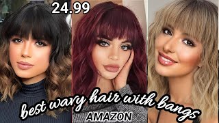 BEST SELLING Amazon Wavy Bob Wig with Bangs under 30  AISI HAIR  WIGS COMPILATION 2024 [upl. by Vallery339]