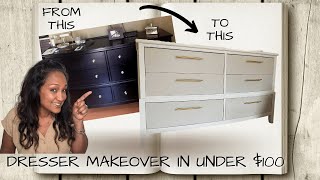 Dresser Makeover DIY  How to paint dark furniture white WITHOUT sanding Pt 1 Fall Bedroom Makeover [upl. by Niltac]