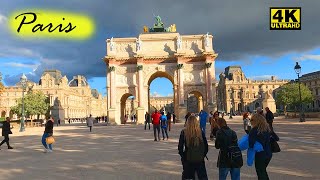 A walk from the gardens of the ChampsElysées to the gardens of the Louvre 4K camera [upl. by Ymij357]