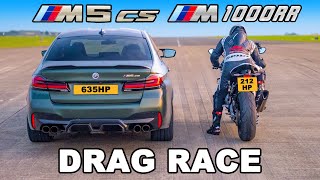 BMW M5 CS v BMW M Superbike DRAG RACE [upl. by Batruk658]