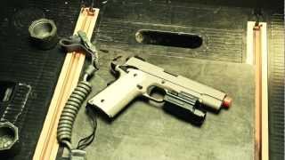 Desert Warrior 51 M1911 Blowback Gas Pistol  WE Tech Airsoft [upl. by Eiramenna932]