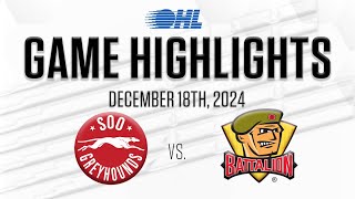 OHL Highlights Soo Greyhounds  North Bay Battalion Dec 18 2024 [upl. by Onairot170]