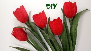 How to make crepe paper flowers  DIY paper Tulips  Craft tutorials [upl. by Eelinnej263]