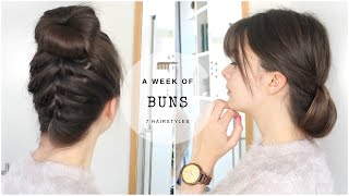 A Week of Buns  7 Hairstyles [upl. by Norwood]