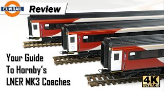 Review Hornby Range of MK3 LNER Red amp White Coaches R4933 R4930 R4931 R4932 R4929 in 4K [upl. by Aldo]