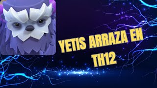 YETIS CON BATS TH12 ARRRAZANDO clashofclans [upl. by Chem]