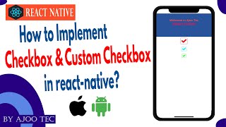 How to Implement checkbox amp custom checkbox in reactnative  in Hindi [upl. by Etterrag]