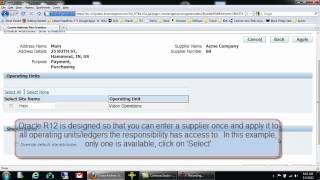 Oracle Payables How to Create a Supplier  Oracle R12 Financial New Features [upl. by Ellered169]