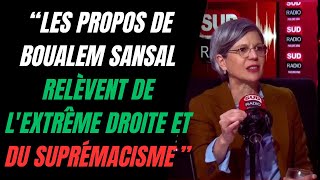 SANDRINE ROUSSEAU TROUVE QUE BOUALEM SANSAL MÉRITE DÊTRE EN PRISON CAR IL EST DE DROITE [upl. by Ecinue871]