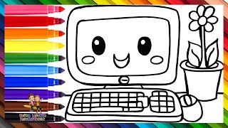 Zeichnen und Ausmalen eines niedlichen Computers 💻🖱️🌈 Zeichnungen für Kinder [upl. by Einegue561]