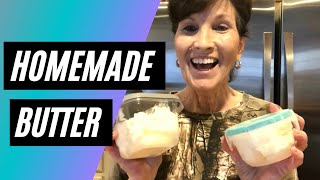 How to make HOMEMADE BUTTER  NO CHURN  Bonus homemade BUTTERMILK [upl. by Ahsytal359]