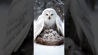 Mother Owl Protects Her Owlets birds owl snow mother [upl. by Drisko228]