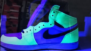 1st ON YOUTUBE is  GBNY  LEGIT  lets find out Jordan 1 VISIONAIRE DETAILED REVIEW with UV light [upl. by Amej]