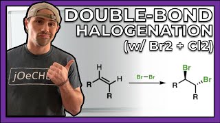 Halogenation of a Double Bond with Br2Cl2 with and without H2O [upl. by Elok]