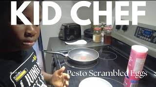 KID CHEF ALERT My 7 Year Old Son Cooks Pesto Scrambled Eggs [upl. by Eseerehc]