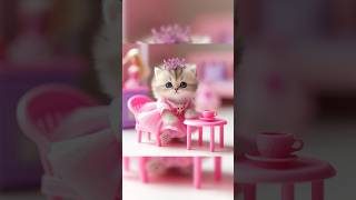 Barbie Doll Catcat cute kittenshort youtubeshortsviralshortsshort shortsfeedbarbietrend [upl. by Yelssew]