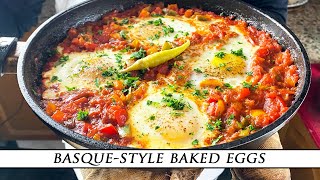 BasqueStyle Baked Eggs Recipe  The Spanish take on Shakshuka [upl. by Pip]