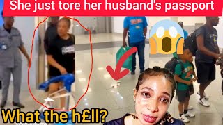 NETIZENS DIG UP SECRET OF A WOMAN IN A VIRAL VIDEO WHO TORE HER HUSBANDS PASSPORT AT LAGOS AIRPORT [upl. by Akirea496]