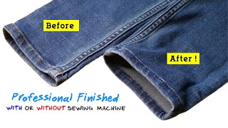 DIY How to Hem your Jeans like a Pro How to HemShorten Jeans length while keeping the original Hem [upl. by Jarrad256]