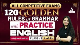 120 Golden Rules Of Grammar  English Class For PSSSB Jail Warder Senior Assistant Patwari 2024 [upl. by Steffane]