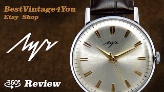 Handson video Review of Luch De Luxe Unique Ultra Slim Soviet Mens Watch From 70s [upl. by Trever905]