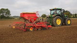 John Deere 7310R drilling with Vaderstad Rapid A600S  from A Year Farming with Deere DVD series [upl. by Martinelli928]