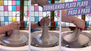 HACIENDO PLATO PLAYO EN TORNO ALFARERO  PARTE 1  tornoalfarero alfareria pottery potterywheel [upl. by Lopez]