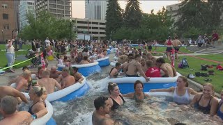 World record attempt for largest ice plunge in downtown Boise [upl. by Nahtannhoj]