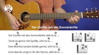 Der Gorilla mit der Sonnenbrille von Volker Rosin für Gitarre mit 3 Akkorden und Text [upl. by Kirtap]