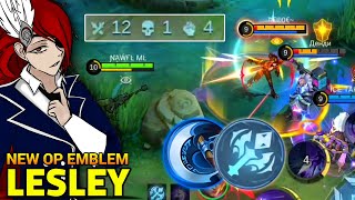 top global lesley lesley one shot build and emblem 2024mobile legends [upl. by Ymarej]