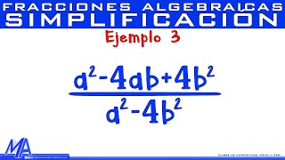 Simplificación de fracciones algebraicas  Ejemplo 3 [upl. by Akinom]