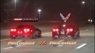 Procharged C6 Corvette GrandSport vs Procharged cammed C6 Crovette chevorlet chevy corvette c6 [upl. by Betti50]