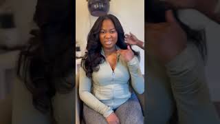 Closure sewin using the behindthehairline method sewinhair protectivestyles silkpress [upl. by Lleryt]