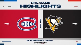 NHL Highlights  Canadiens vs Penguins  November 2 2024 [upl. by Yerfdog]