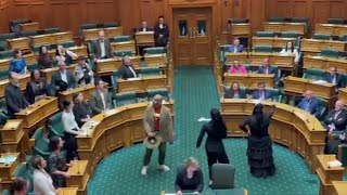 NouvelleZélande des députés font un haka en plein hémicycle [upl. by Anaerb680]