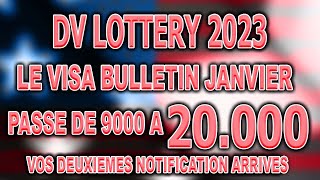 DV LOTTERY 2023  LE VISA BULLETIN JANVIER PASSE DE 9000 A 20000 UNE BONNE NOUVELLE [upl. by Joed280]