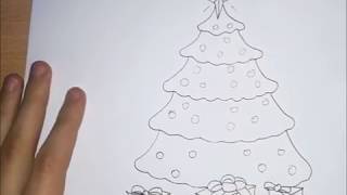 Kako nacrtati Jelku sa poklonima  How to draw a Christmas tree with presents [upl. by Notsirhc]