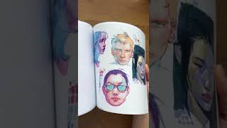 Flipping through my art books🦋📚💚 art drawing portraitdrawing chrishongart shorts [upl. by Claretta]