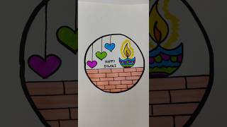 very very easy diwali drawingeasy and simple drawing step by step youtubeshortshappydiwaliart [upl. by Aikam]